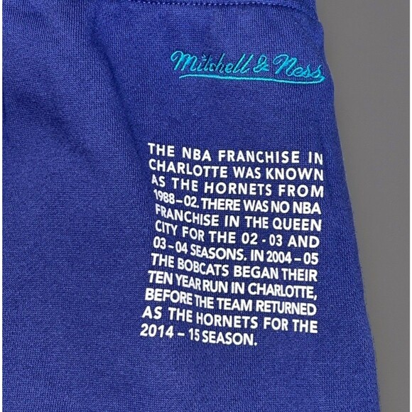 Charlotte Hornets Mitchell & Ness Team Origins Fleece Shorts Men’s Size XXL - Picture 5 of 10